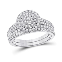 Load image into Gallery viewer, Radiant Love 10kt White Gold Round Diamond Bridal Wedding Ring Band Set 1 Cttw - Splendid Jewellery