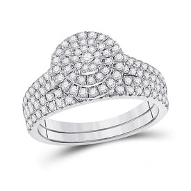 Radiant Love 10kt White Gold Round Diamond Bridal Wedding Ring Band Set 1 Cttw - Splendid Jewellery