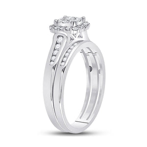 Radiant Love: 10kt White Gold Round Diamond Bridal Wedding Ring Band Set 1/2 Cttw - Splendid Jewellery