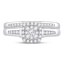 Load image into Gallery viewer, Radiant Love: 10kt White Gold Round Diamond Bridal Wedding Ring Band Set 1/2 Cttw - Splendid Jewellery