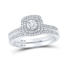Radiant Love: 10kt White Gold Round Diamond Bridal Wedding Ring Band Set 1/2 Cttw - Splendid Jewellery