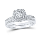 Radiant Love: 10kt White Gold Round Diamond Bridal Wedding Ring Band Set 1/2 Cttw - Splendid Jewellery
