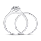 Radiant Love: 10kt White Gold Round Diamond Bridal Wedding Ring Band Set 1/2 Cttw - Splendid Jewellery