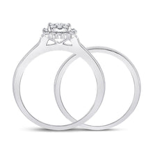 Load image into Gallery viewer, Radiant Love: 10kt White Gold Round Diamond Bridal Wedding Ring Band Set 1/2 Cttw - Splendid Jewellery