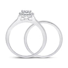 Radiant Love: 10kt White Gold Round Diamond Bridal Wedding Ring Band Set 1/2 Cttw - Splendid Jewellery