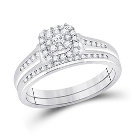 Radiant Love: 10kt White Gold Round Diamond Bridal Wedding Ring Band Set 1/2 Cttw - Alternate view 1 from Splendid Jewellery