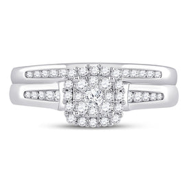 Radiant Love: 10kt White Gold Round Diamond Bridal Wedding Ring Band Set 1/2 Cttw - Alternate view 4 from Splendid Jewellery