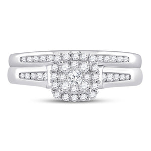 Radiant Love: 10kt White Gold Round Diamond Bridal Wedding Ring Band Set 1/2 Cttw - Splendid Jewellery