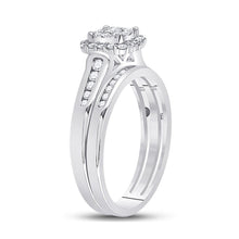 Load image into Gallery viewer, Radiant Love: 10kt White Gold Round Diamond Bridal Wedding Ring Band Set 1/2 Cttw - Splendid Jewellery
