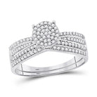 Radiant Love: 10kt White Gold Round Diamond Bridal Wedding Ring Band Set 1/3 Cttw - Splendid Jewellery
