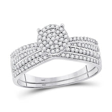 Load image into Gallery viewer, Radiant Love: 10kt White Gold Round Diamond Bridal Wedding Ring Band Set 1/3 Cttw - Splendid Jewellery