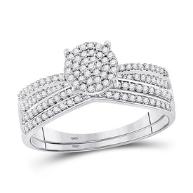 Radiant Love: 10kt White Gold Round Diamond Bridal Wedding Ring Band Set 1/3 Cttw - Splendid Jewellery