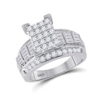 Radiant Love: 10kt White Gold Round Diamond Cluster Bridal Wedding Engagement Ring 1 - 1/2 Cttw - Splendid Jewellery