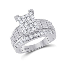 Load image into Gallery viewer, Radiant Love: 10kt White Gold Round Diamond Cluster Bridal Wedding Engagement Ring 1 - 1/2 Cttw - Splendid Jewellery