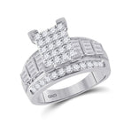 Radiant Love: 10kt White Gold Round Diamond Cluster Bridal Wedding Engagement Ring 1 - 1/2 Cttw - Splendid Jewellery