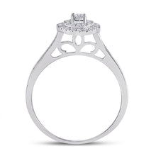 Load image into Gallery viewer, Radiant Love: 10kt White Gold Round Diamond Halo Bridal Wedding Ring Band Set - Alternate view 2 from Splendid Jewellery