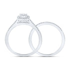 Radiant Love: 10kt White Gold Round Diamond Halo Bridal Wedding Ring Band Set - Alternate view 2 from Splendid Jewellery