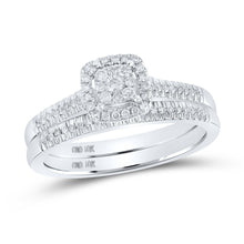 Load image into Gallery viewer, Radiant Love: 10kt White Gold Round Diamond Halo Bridal Wedding Ring Band Set - Splendid Jewellery