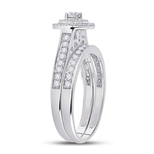 Load image into Gallery viewer, Radiant Love: 10kt White Gold Round Diamond Halo Bridal Wedding Ring Band Set - Splendid Jewellery