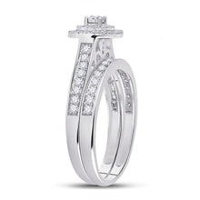 Load image into Gallery viewer, Radiant Love: 10kt White Gold Round Diamond Halo Bridal Wedding Ring Band Set - Alternate view 3 from Splendid Jewellery
