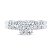 Load image into Gallery viewer, Radiant Love: 10kt White Gold Round Diamond Halo Bridal Wedding Ring Band Set - Splendid Jewellery