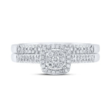 Load image into Gallery viewer, Radiant Love: 10kt White Gold Round Diamond Halo Bridal Wedding Ring Band Set - Alternate view 4 from Splendid Jewellery