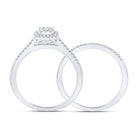 Radiant Love: 10kt White Gold Round Diamond Halo Bridal Wedding Ring Band Set - Splendid Jewellery