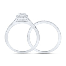 Load image into Gallery viewer, Radiant Love: 10kt White Gold Round Diamond Halo Bridal Wedding Ring Band Set - Splendid Jewellery