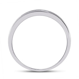 Radiant Love: 10kt White Gold Round Diamond Halo Bridal Wedding Ring Band Set - Alternate view 1 from Splendid Jewellery