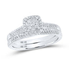 Radiant Love: 10kt White Gold Round Diamond Halo Bridal Wedding Ring Band Set - Alternate view 1 from Splendid Jewellery