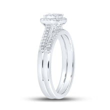 Load image into Gallery viewer, Radiant Love: 10kt White Gold Round Diamond Halo Bridal Wedding Ring Band Set - Splendid Jewellery