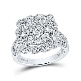 Radiant Love: 10kt White Gold Square Diamond Bridal Wedding Ring - Splendid Jewellery