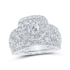 Radiant Love: 10kt White Gold Square Halo Diamond Bridal Wedding Ring Set - Splendid Jewellery