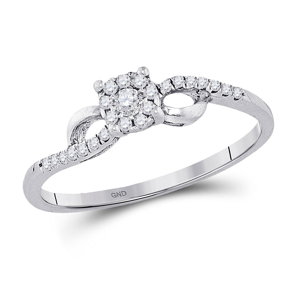 Radiant Love | 10kt White Gold Womens Round Diamond Cluster Promise Ring 1/10 Cttw - Splendid Jewellery