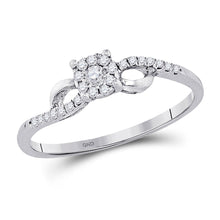Load image into Gallery viewer, Radiant Love | 10kt White Gold Womens Round Diamond Cluster Promise Ring 1/10 Cttw - Splendid Jewellery