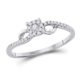 Radiant Love | 10kt White Gold Womens Round Diamond Cluster Promise Ring 1/10 Cttw - Splendid Jewellery