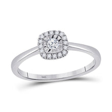 Load image into Gallery viewer, Radiant Love 10kt White Gold Womens Round Diamond Halo Promise Ring 1/6 Cttw - Splendid Jewellery