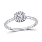 Radiant Love 10kt White Gold Womens Round Diamond Halo Promise Ring 1/6 Cttw - Splendid Jewellery