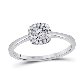 Radiant Love 10kt White Gold Womens Round Diamond Halo Promise Ring 1/6 Cttw - Splendid Jewellery