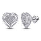 Radiant Love: 10kt White Gold Womens Round Diamond Heart Cluster Earrings 1/3 Cttw - Splendid Jewellery