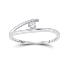 Load image into Gallery viewer, Radiant Love | 10kt White Gold Womens Round Diamond Solitaire Promise Ring 1/10 Cttw  Top View from Splendid Jewellery