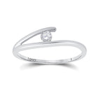 Radiant Love | 10kt White Gold Womens Round Diamond Solitaire Promise Ring 1/10 Cttw  Top View from Splendid Jewellery