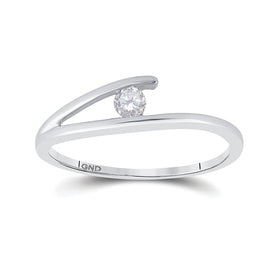 Radiant Love | 10kt White Gold Womens Round Diamond Solitaire Promise Ring 1/10 Cttw  Top View from Splendid Jewellery