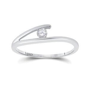 Radiant Love | 10kt White Gold Womens Round Diamond Solitaire Promise Ring 1/10 Cttw - Splendid Jewellery