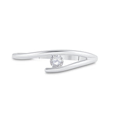 Load image into Gallery viewer, Radiant Love | 10kt White Gold Womens Round Diamond Solitaire Promise Ring 1/10 Cttw  Front View from Splendid Jewellery