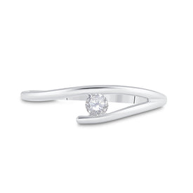 Radiant Love | 10kt White Gold Womens Round Diamond Solitaire Promise Ring 1/10 Cttw  Front View from Splendid Jewellery