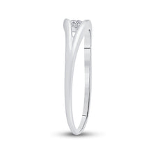 Load image into Gallery viewer, Radiant Love | 10kt White Gold Womens Round Diamond Solitaire Promise Ring 1/10 Cttw  Side View from Splendid Jewellery