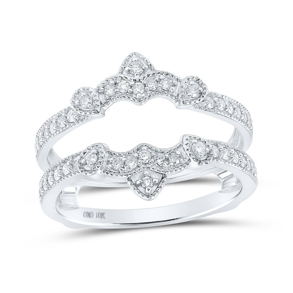 Radiant Love: 10kt White Gold Womens Round Diamond Wrap Enhancer Wedding Band 1/3 Cttw - Splendid Jewellery