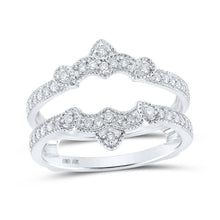 Load image into Gallery viewer, Radiant Love: 10kt White Gold Womens Round Diamond Wrap Enhancer Wedding Band 1/3 Cttw - Splendid Jewellery
