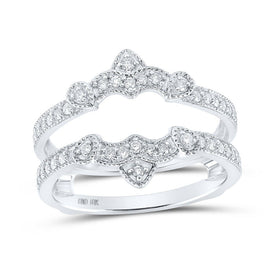 Radiant Love: 10kt White Gold Womens Round Diamond Wrap Enhancer Wedding Band 1/3 Cttw - Splendid Jewellery